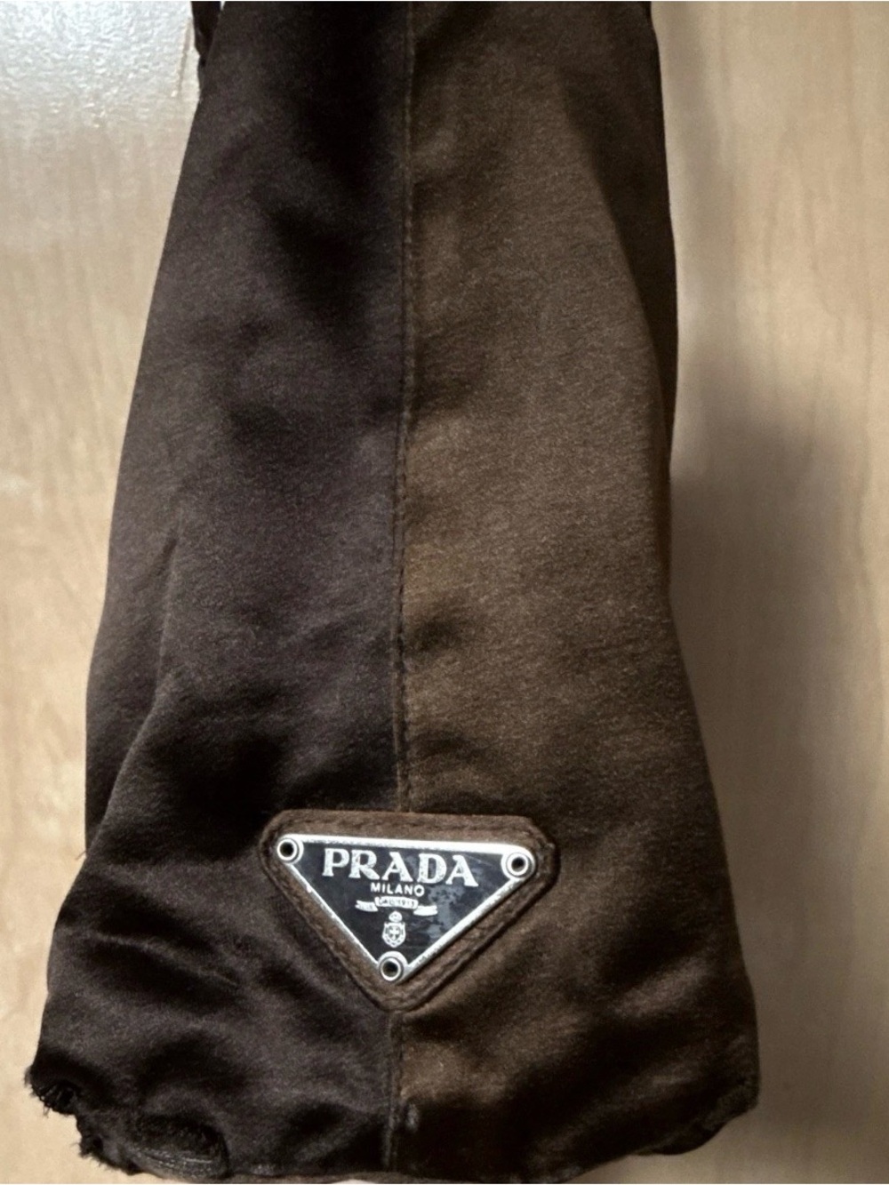 Authentic Prada Brown Satin Shoulder Bag with Braided Leather Straps - Picture 2 of 8